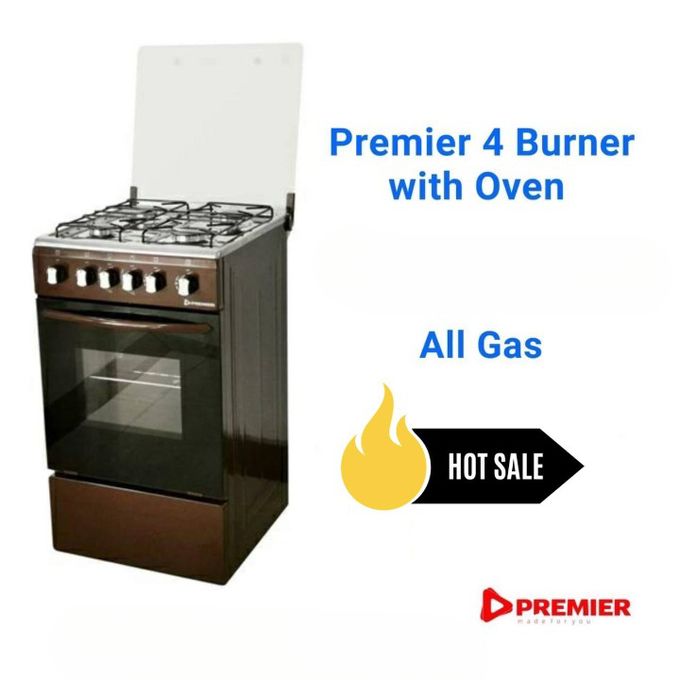 Premier 4 Gas Burner Cooker with Oven Auto Ignition Standing All Gas
