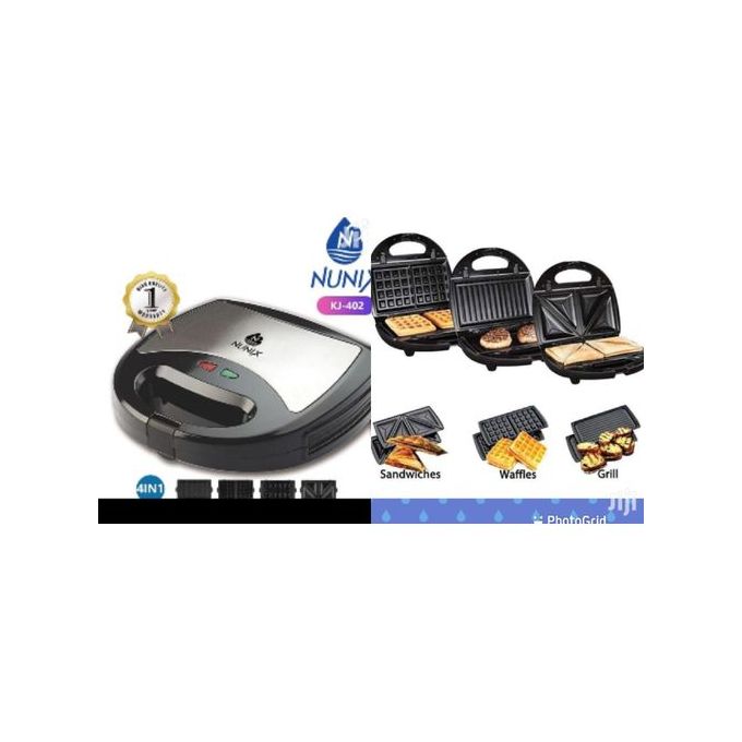 Nunix 4in1 Non Stick Sandwich Maker – Bread Toaster Waffle Doughnut