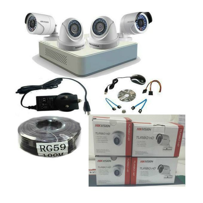 Hikvision 4 HD CCTV Camera Full Kit (with 8 Channel Dvr & 100m Cable)