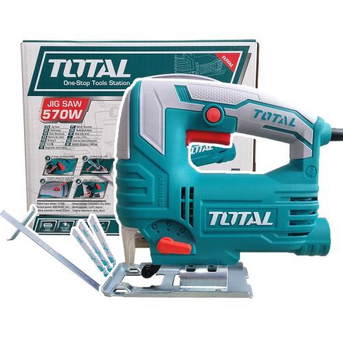 Total 570W Woodworking Jigsaw with 1Set Carbon Brush & 3-Piece Starter
