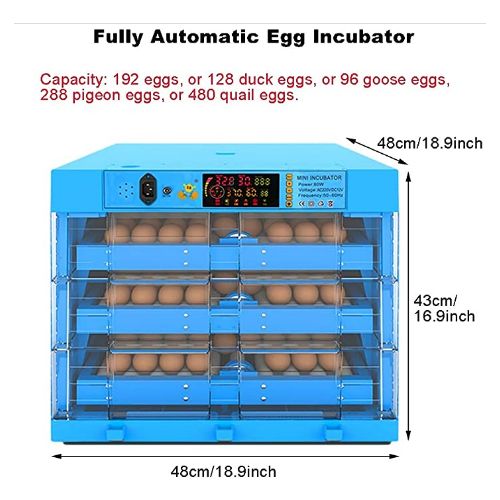 192-Egg Automatic Incubator – Can Use Electricity, Solar or Battery