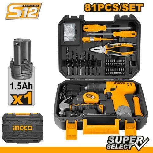 Ingco, 81-Piece Tools Set HKTHP10811 Cordless Drill