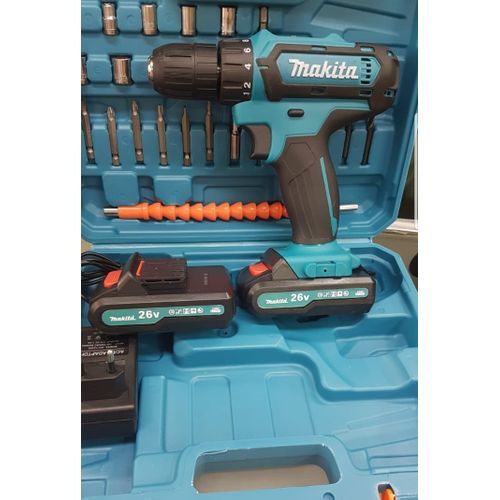 Makita 26V Cordless 2 Battery Electric Drill with LED Tool Set