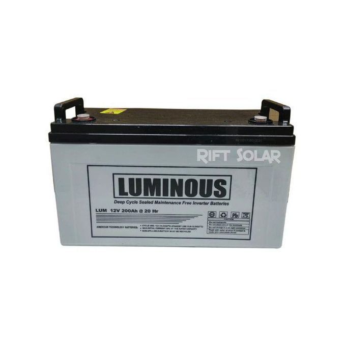 Luminous 200Ah Solar Battery Heavy Duty Use – Maintenance Free